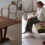 Table à manger se transformant en un banc avec une étagère