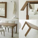 Table miroir originale pliée et dépliée