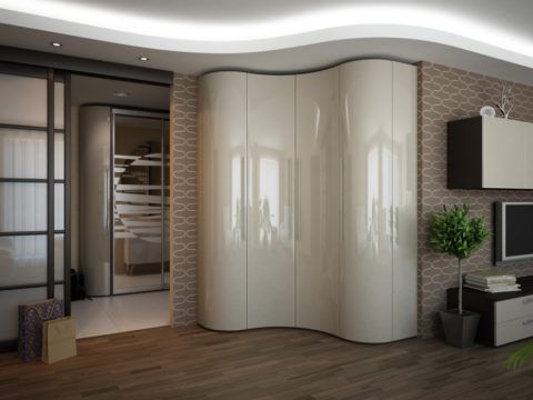 Cabinet avec façade incurvée avec