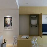 Table et chaises cachées dans un placard pour une petite cuisine