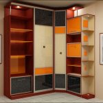 Armoire d'angle avec étagères