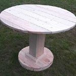 Table ronde de planches sur une seule jambe massive