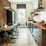 Cuisine de style loft sans éléments articulés