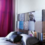 Tête de lit capitonnée avec coussins en patchwork