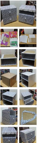 Une petite commode maison recouverte de tissu