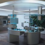 Cuisine de style high-tech sans armoires murales