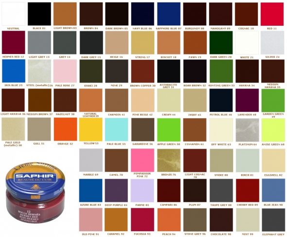 La gamme de couleurs de crème