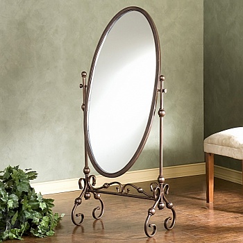 Miroir ovale sur pied