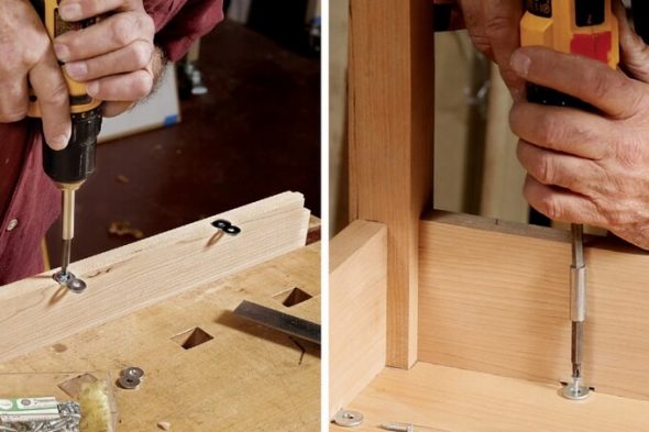 Installation de dessus de table en utilisant des supports-huit