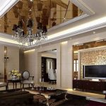 Éléments du plafond miroir dans le salon classique