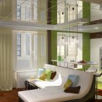 Faux plafond avec éléments de miroir dans le salon