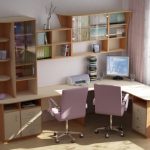 Bureau d'angle avec tablettes et étagères intégrées pour les livres