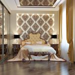 Chambre classique avec un beau lit et une penderie