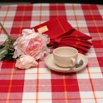 Geruit wit en rood tafelkleed