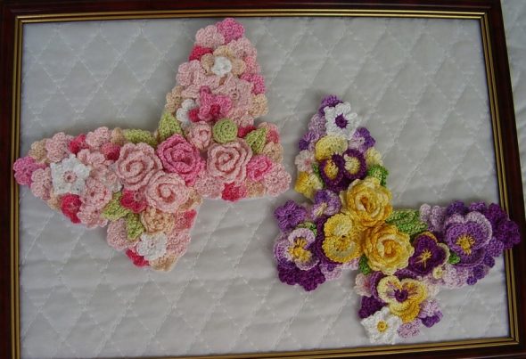 Motif papillon tricoté
