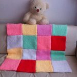 Plaid de carrés en peluche multicolores