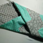 Couverture patchwork gris turquoise