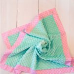Plaid en peluche Minky vert et rose