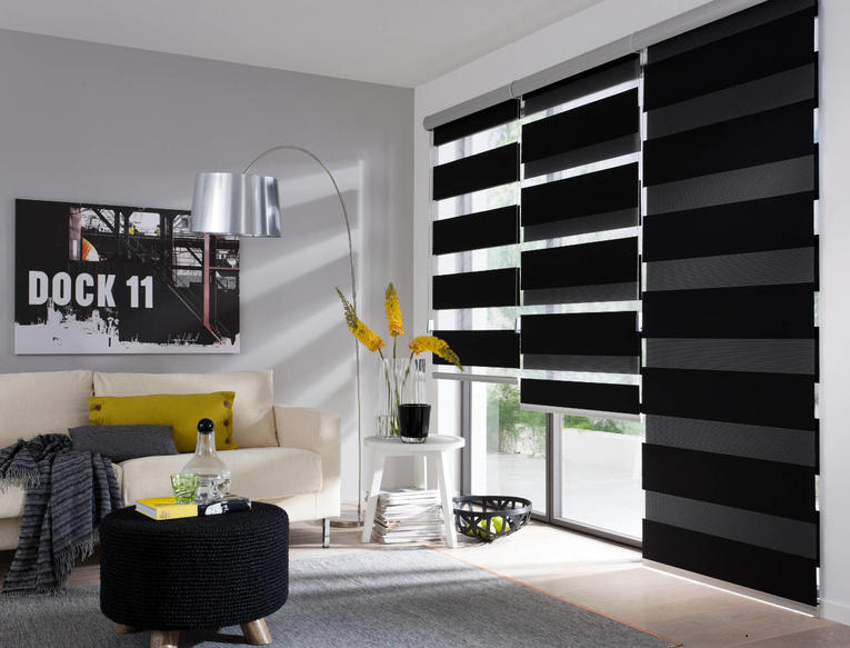 Regulation of lighting in the room using curtains day night
