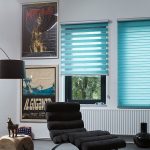 Κασέτα κουρτίνες ζέβρα στο εσωτερικό του καθιστικού
