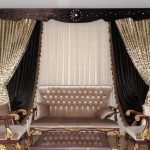 Beautiful curtains on an unusual three-row cornice