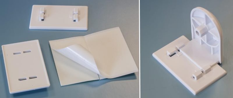 Fixations pour stores enroulables pour installation sur ruban adhésif