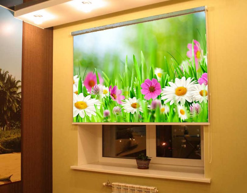 Grandes fleurs sur des volets roulants