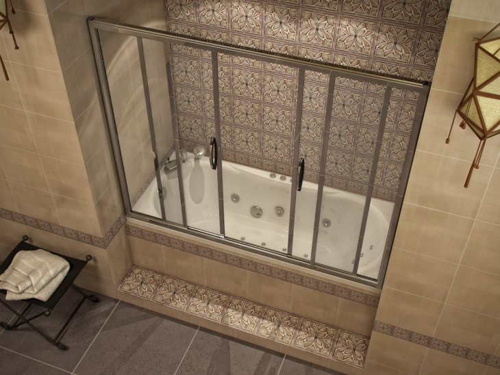 Rideau coulissant en polycarbonate dans la salle de bain