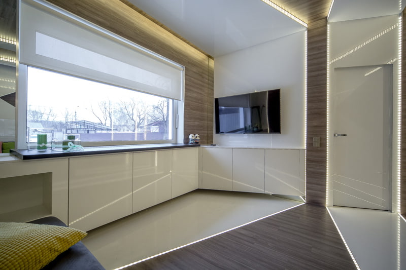 Design de cuisine moderne avec des stores