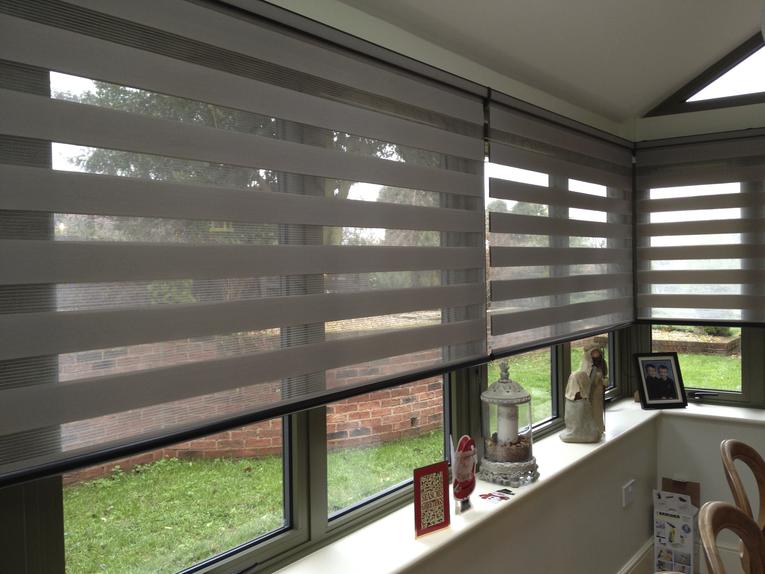 Decorating a balcony window with zebra curtains