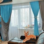 Double rideaux bleu-gris