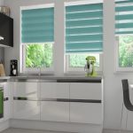 تصميم المطبخ الحديث مع ظلال النافذة حمار وحشي