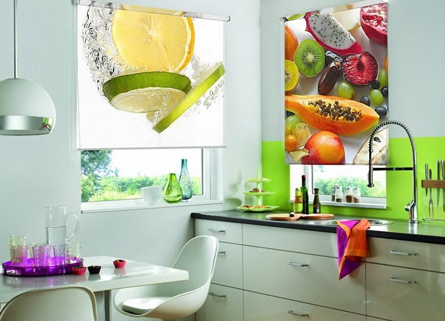 Cuisine design avec volets roulants avec impression photo