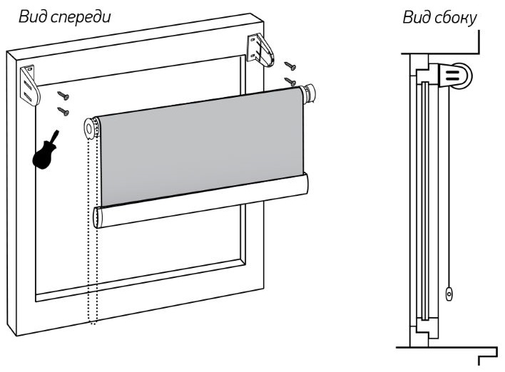 Securing the roll-type curtains with self-tapping screws