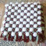 Plaid élégant de pompons blanc marron