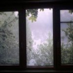 Decorative curtains with a green background