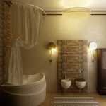 L'asta della tenda ripete la forma di un bagno curvo angolare