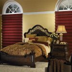 Cascade curtains burgundy color in the bedroom