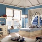 Maritime style boy room with sail curtains