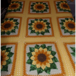Beau couvre-lit patchwork aux tournesols