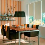 Simple Rolled Curtains in Strict Dining Room