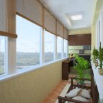 Tende a rullo in legno all'interno della loggia attrezzata