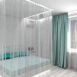 Filaments de rideaux montés sur un rebord flexible éclairé