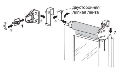 The method of installation of roller blinds with scotch tape