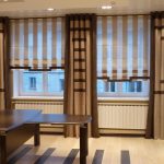Roman striped curtains with classic curtains
