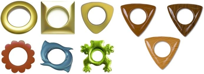 Différentes formes d'oeillets pour rideaux