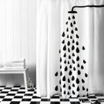 Black and white synthetic fabric curtain