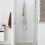 Shower rack behind the swing door