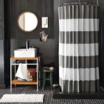 Striped curtain on round cornice