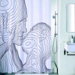 Synthetic shower curtain with a pattern